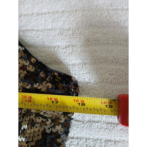 H&M Sequins Sparkly Sleeveless Lined Cute Party Dress Size Large Black Gold - Picture 10 of 12